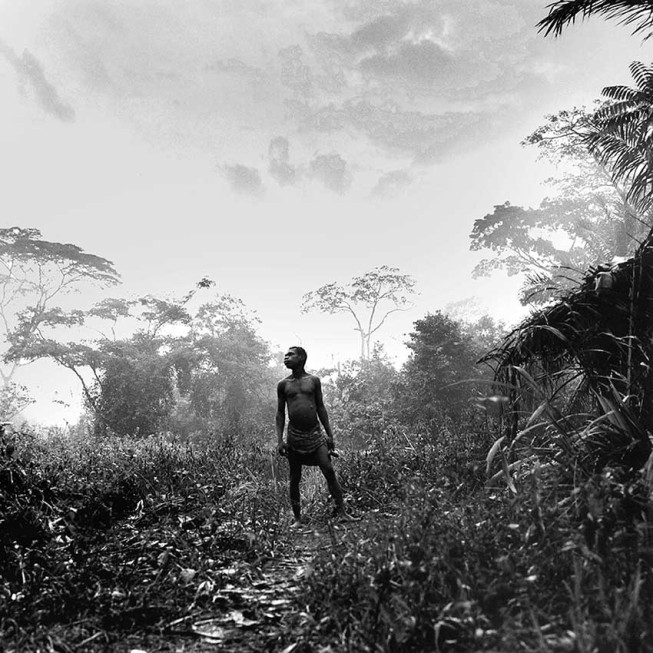 Bernard Descamps, Boko dans la clairière de Mabala, Pygmées Aka, Centrafrique, 1996 © Bernard Descamps